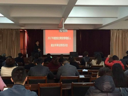 图为2017年按比例安排残疾人就业工作业务培训班现场